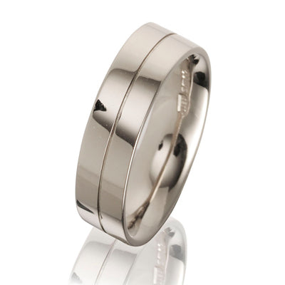 Engraved Flat Court Wedding Ring