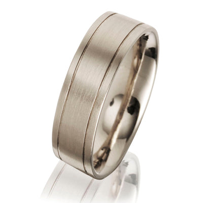 Engraved Flat Court Wedding Ring