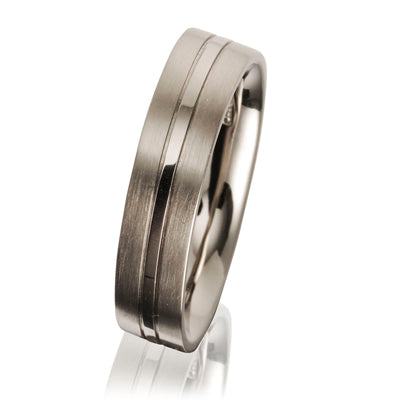 Engraved Flat Court Wedding Ring