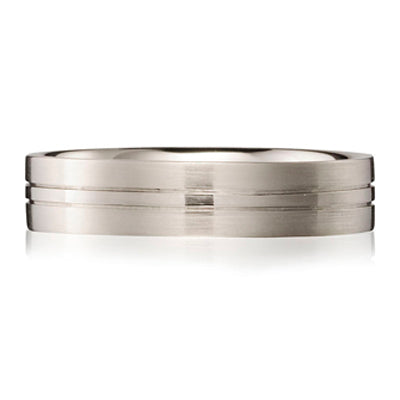 Engraved Flat Court Wedding Ring