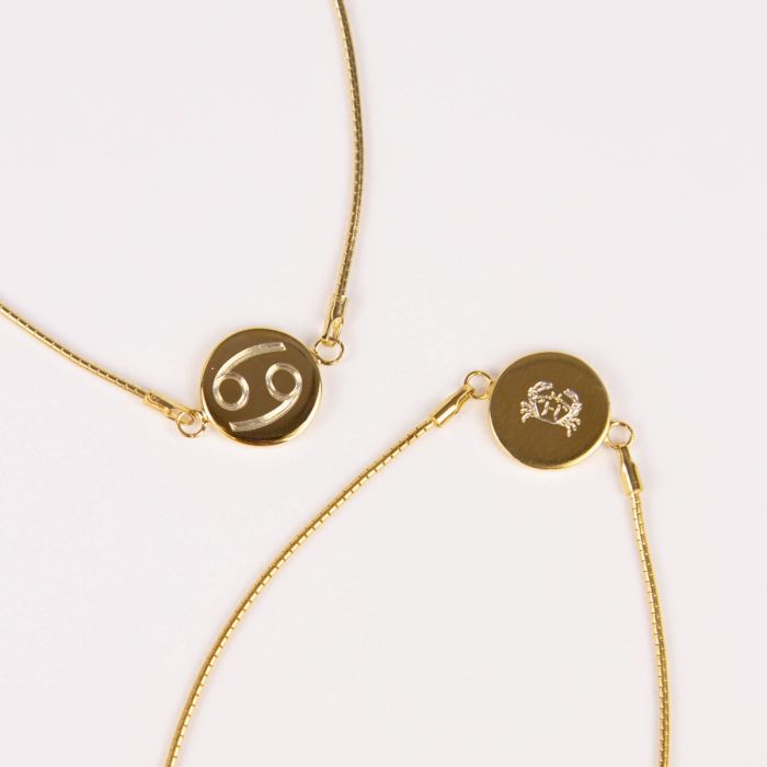 Engraved Gold Disc Toggle Bracelets