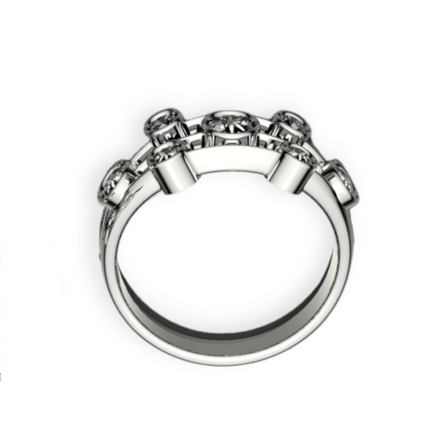 Front view of multi stone diamond platinum ring