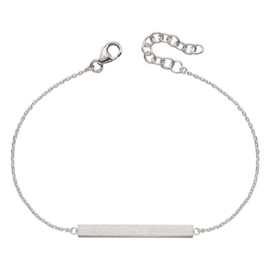 Silver Horizontal Bar Bracelet with satin finish.